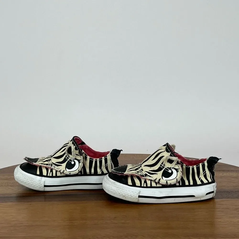 Little Kids Childrens Converse Zebra Tongue Animal Shoes Sneakers Size‎ 4 C GUC